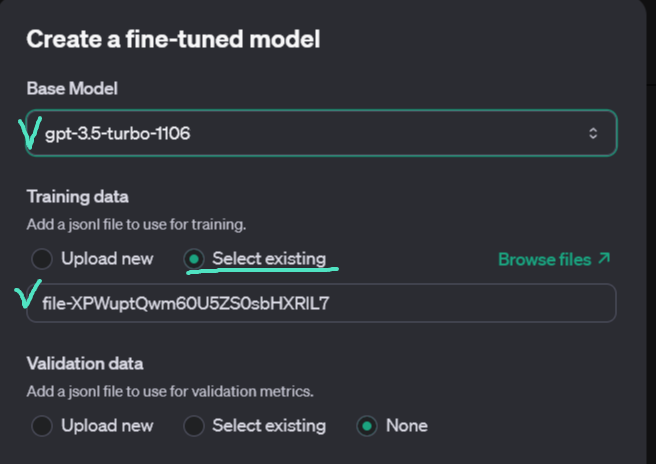 Create Fine-tuned model ChatGPT 3.5 Turbo