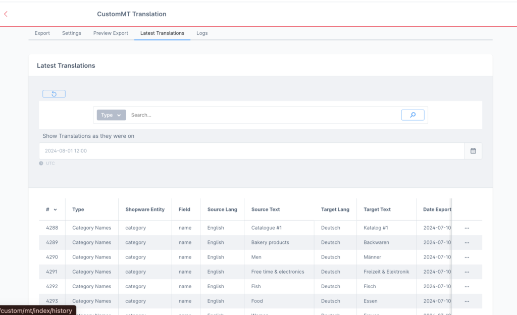 shopware plugin translation history