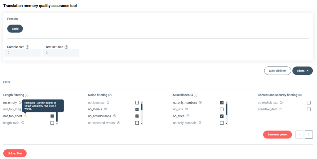 Translation Memory Cleaning Dashboard by Custom.MT