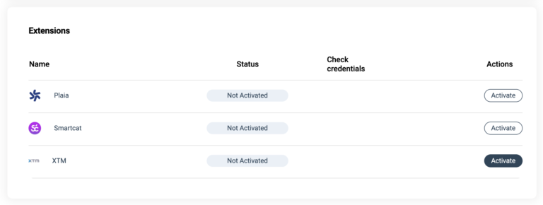 XTM extension on Custom.MT Console